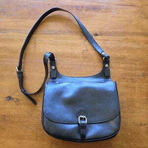Patricia Nash London Saddle Crossbody Bag - Smooth Black Leather With Dustbag